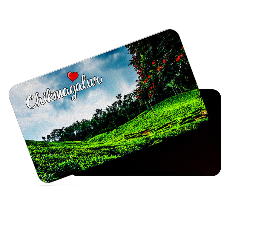 dhcrafts Rectangular Rubber Fridge Magnet / Magnetic Card Multicolor Karnataka Chikmangalur D7 Design Pack of 1 (8.6cm x 5.4cm)